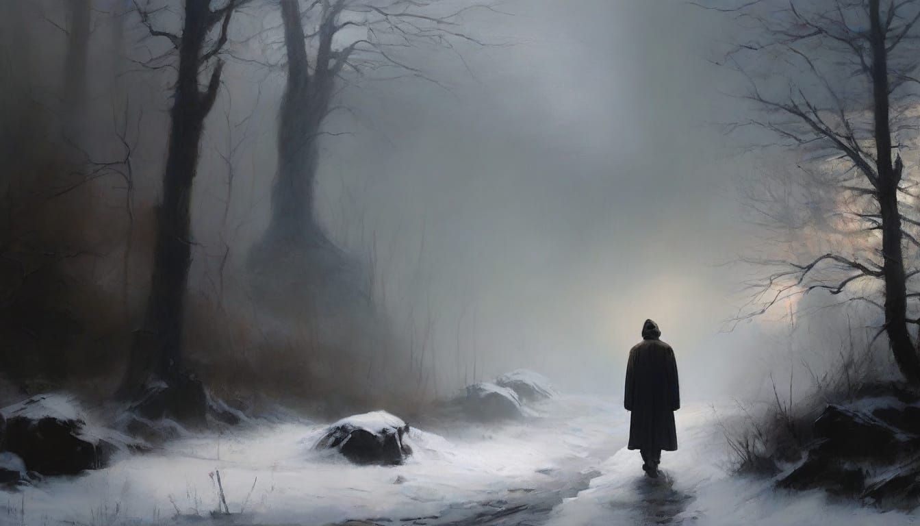 Romantic Landscape Painting in Caspar David Friedrich Style