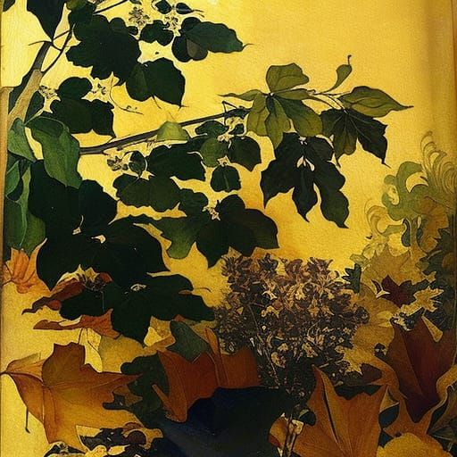 Autumn Leaves on a Summer Day: Ink Wash Painting
