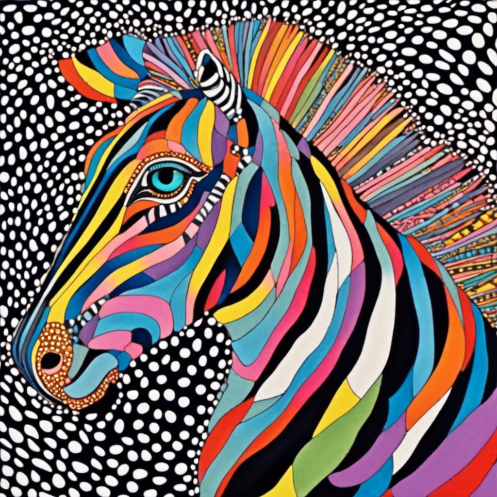 Abstract 3D Zentangle Zebra in Pastel Colors