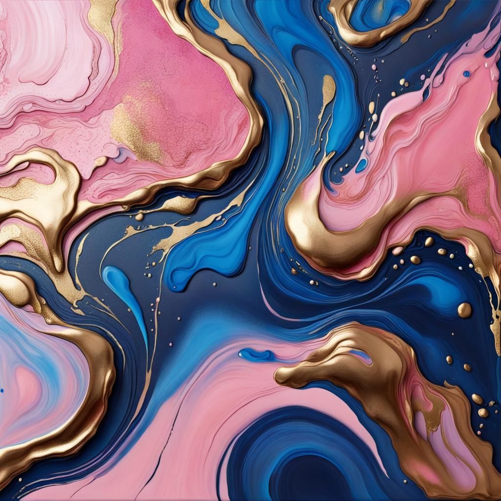 Metallic Fluid Art in Acrylic Paint Style