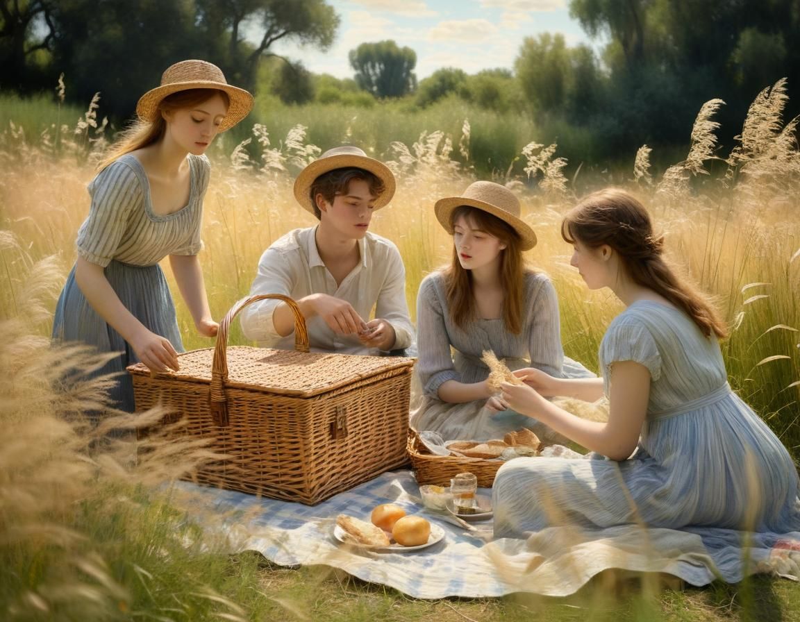 Impressionistic Picnic Among Roman Ruins