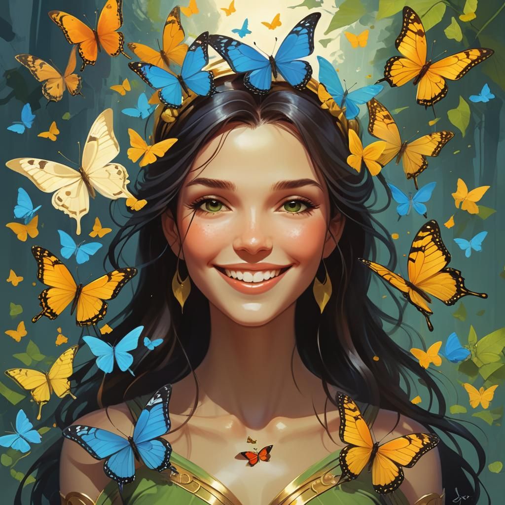 Goddess, Butterflies, and Joy: A Digital Painting