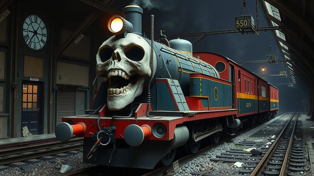 Train with a Demonic Skull Face, Inspired by H.R. Giger
