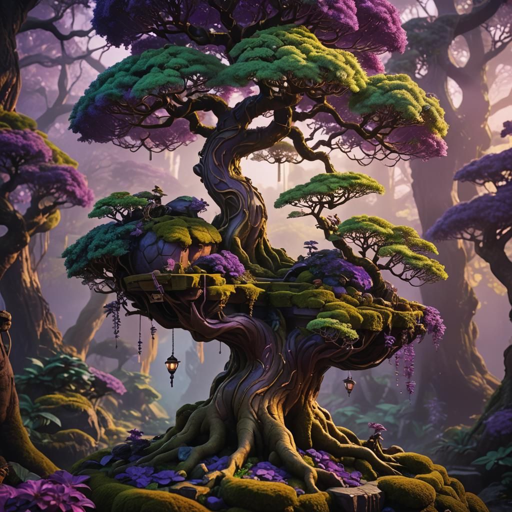 Mystical Forest: Rolly Polly Climbs Purple Bonsai