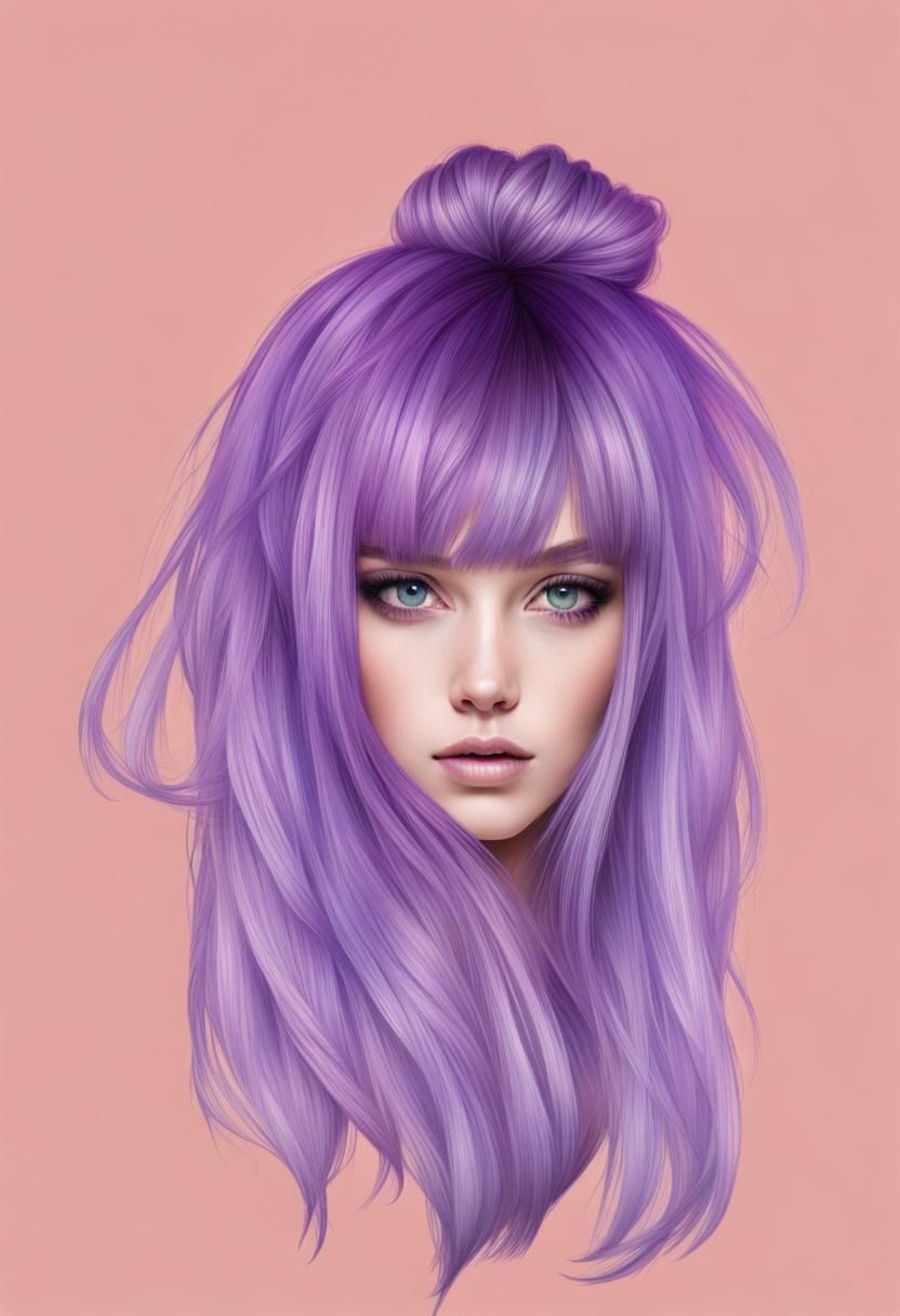 Altered Portrait with Purple Hair