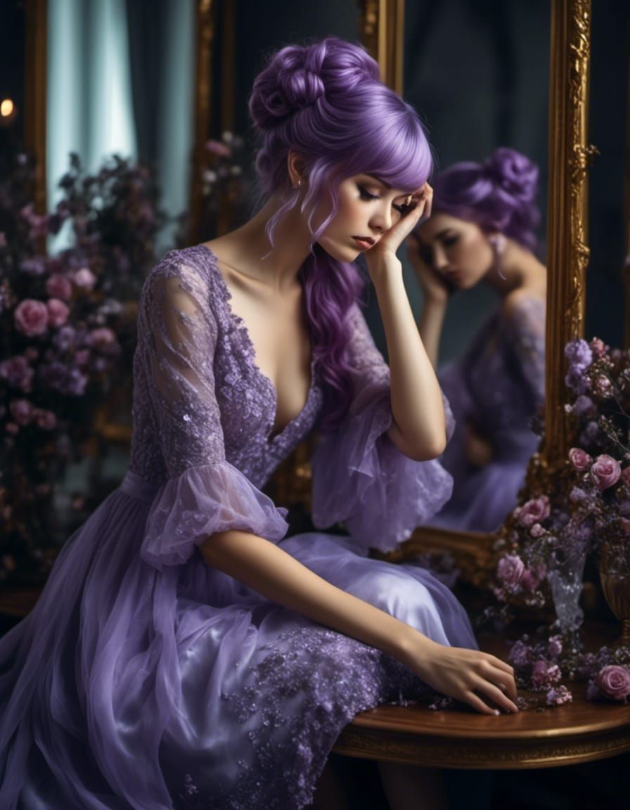 Woman and Child Reflection in Mirror