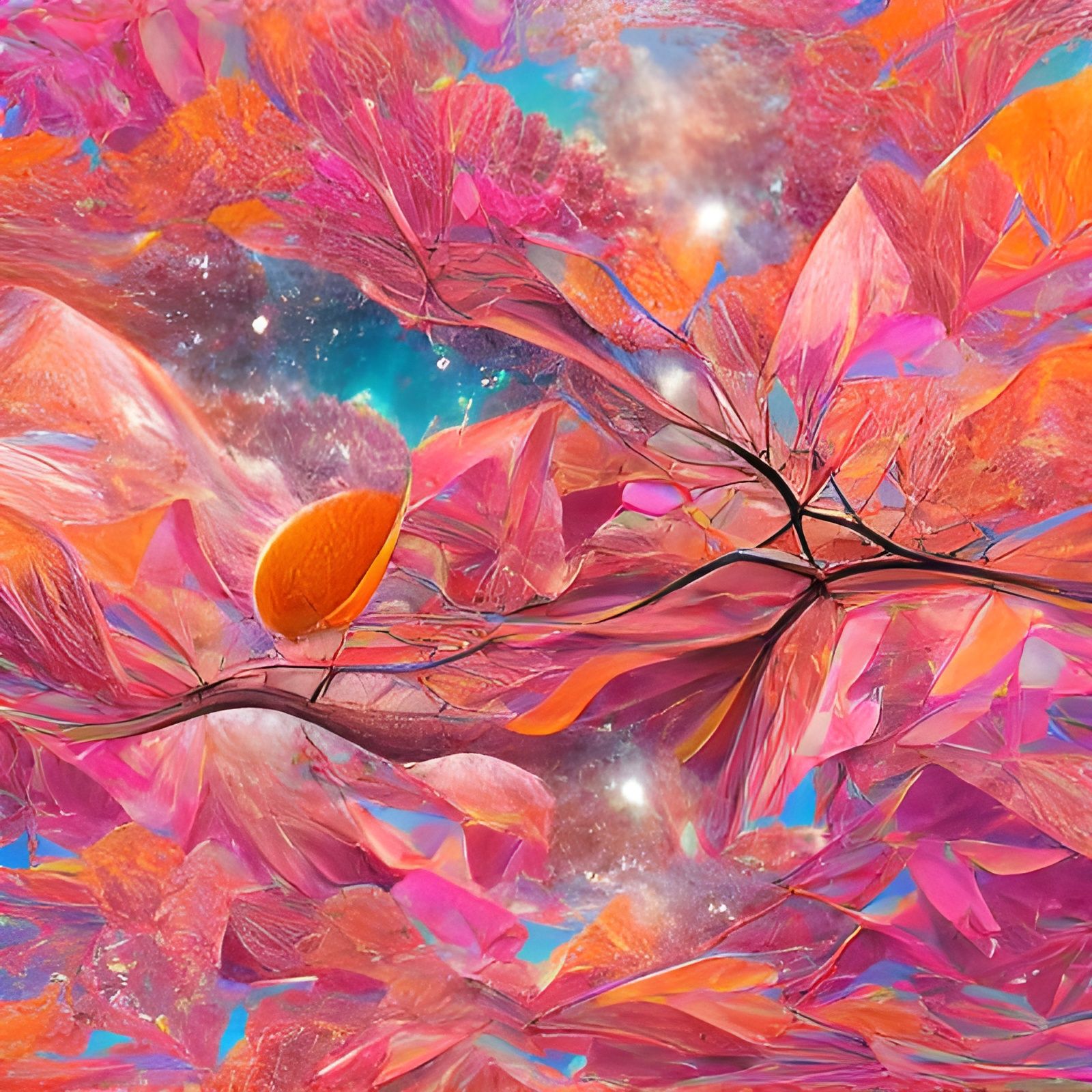 Cosmic Tree with Holographic Leaves in Astral Colors