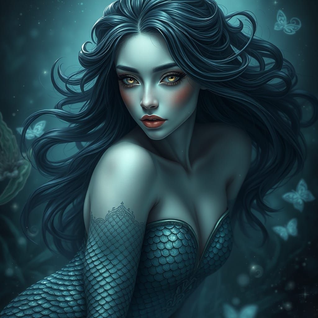 Gothic Mermaid Portrait With Ethereal Glow