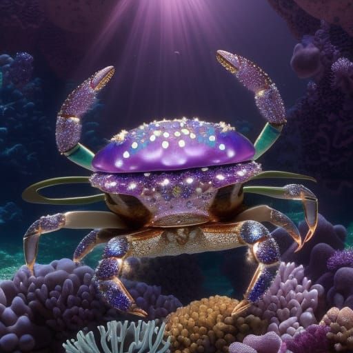 Violet Jewel Crab in Atlantis: Photorealistic Seascape