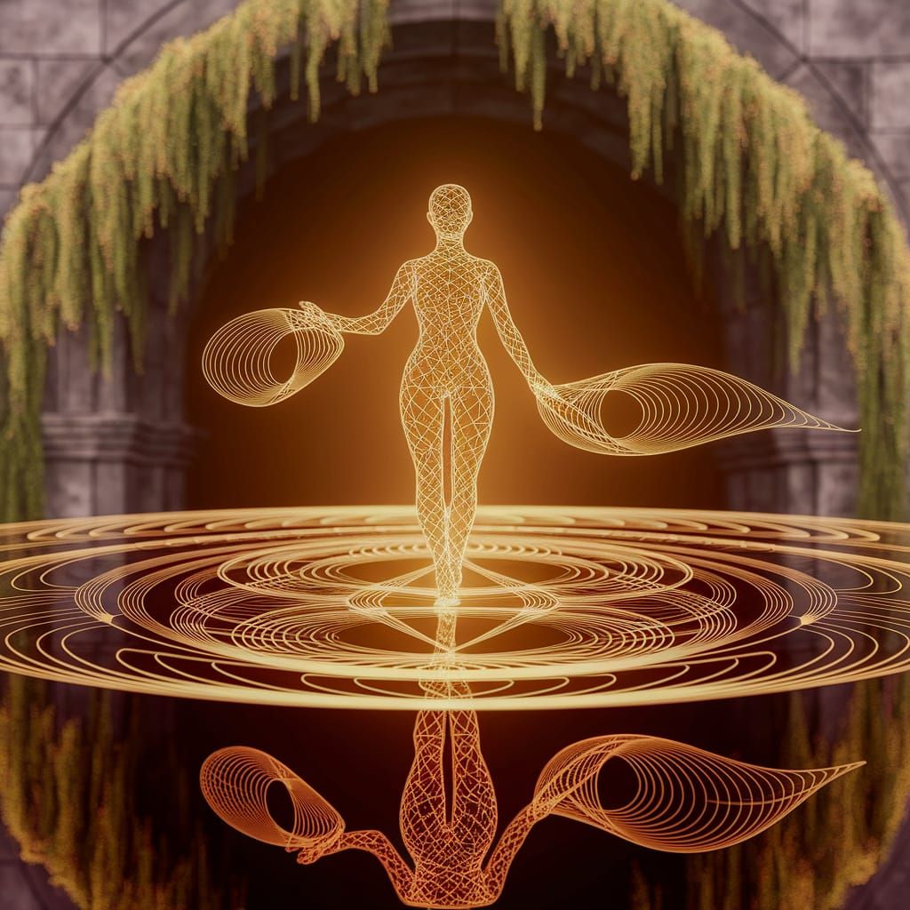 Ethereal Geometry Figure in Golden Light