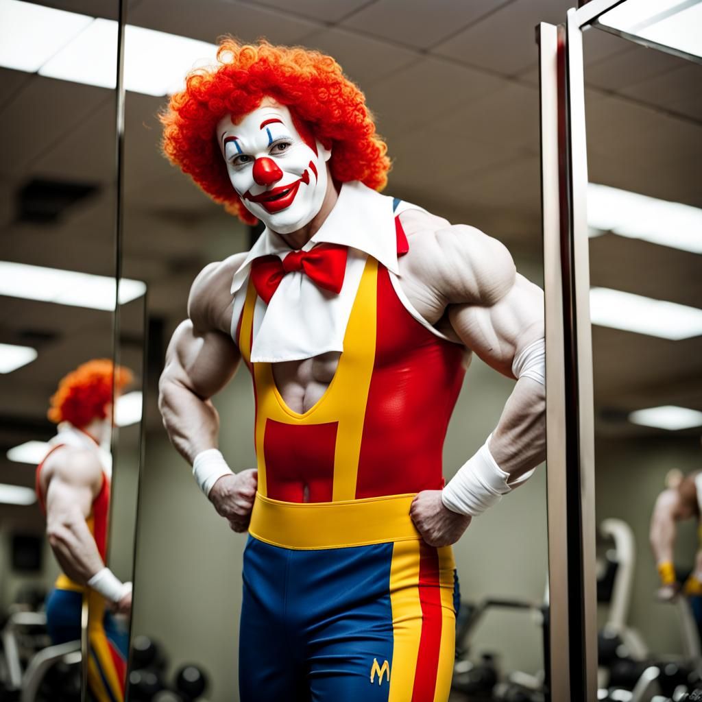 Muscular Ronald McDonald Fitness Pose