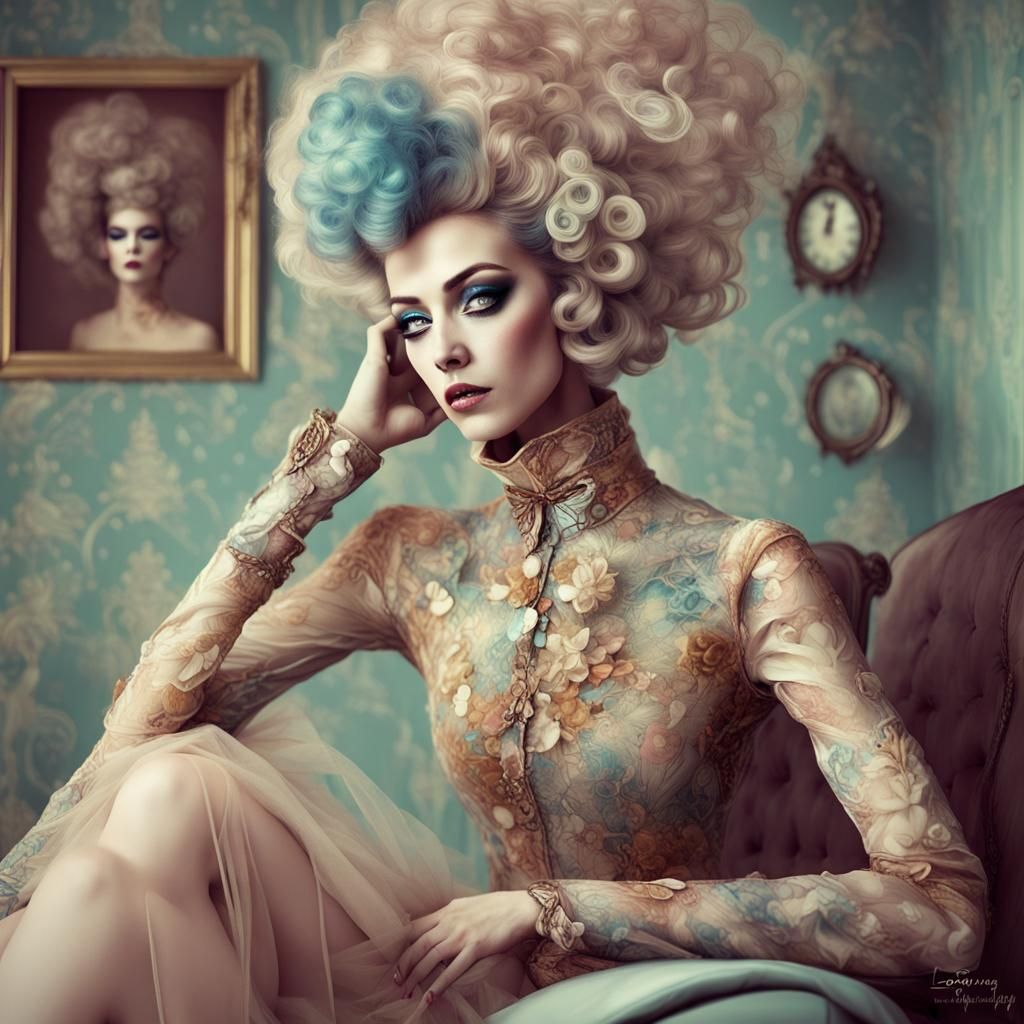 Groovy Androids in Sixties Lounge, 3D Rendering