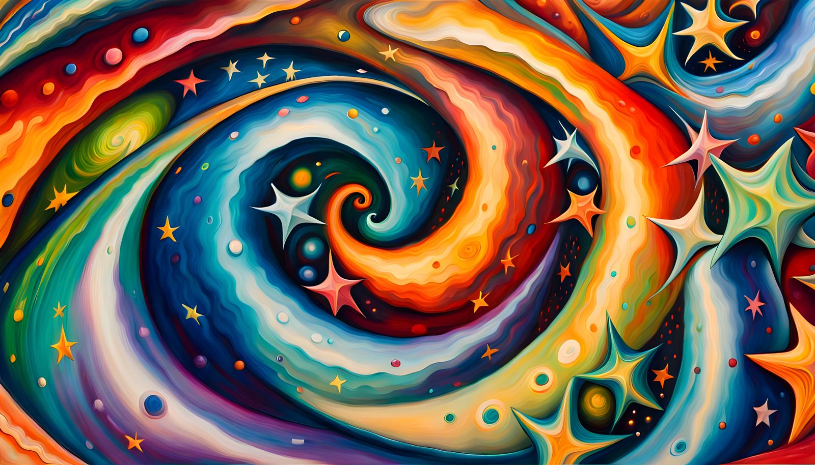 Helical Stellar Vortex in Impasto Oil Style