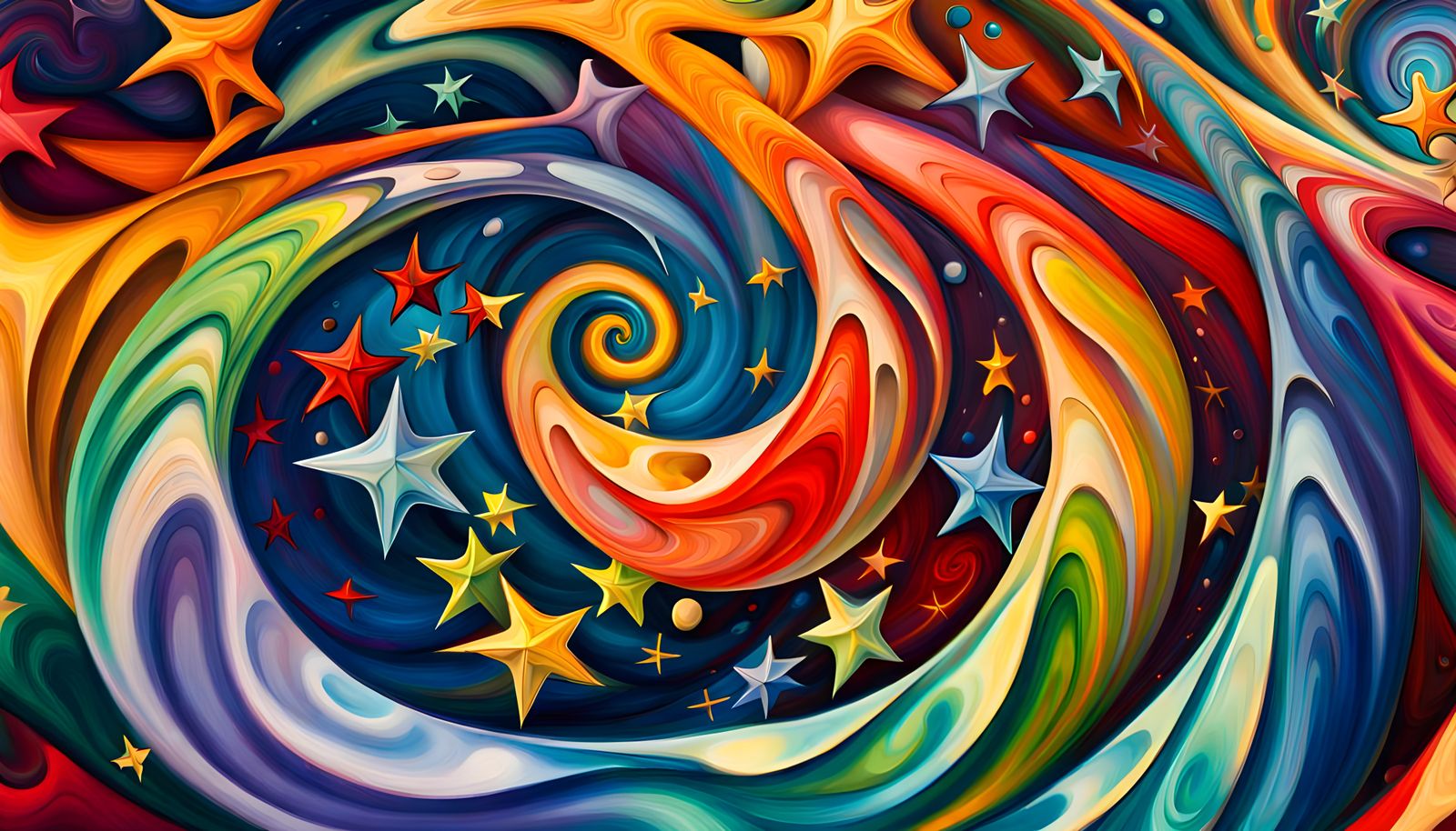 Swirling Stars in Cosmic Vortex: Impasto Oil Painting