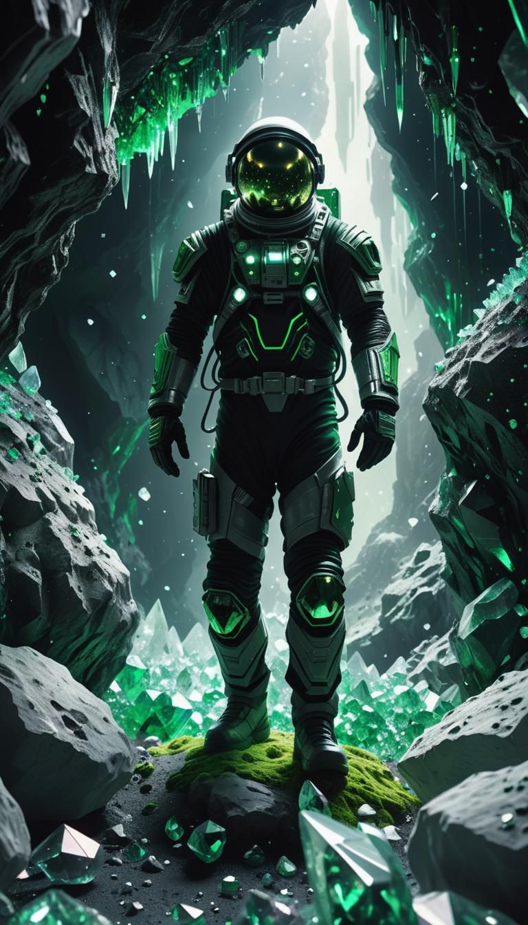 Astronaut in a Crystalline Cave: Digital Matte Painting