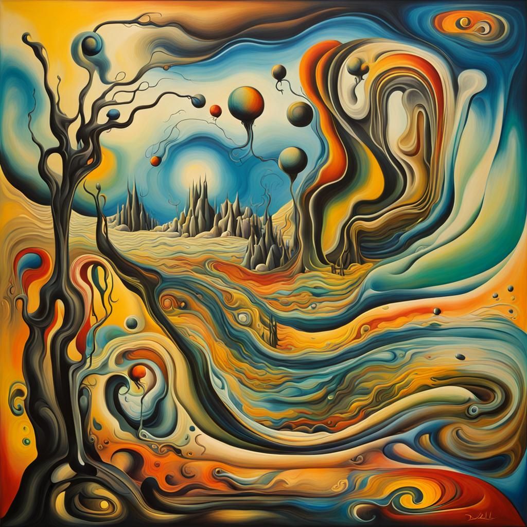 Surreal Abstract Drawing in Salvador Dali Style
