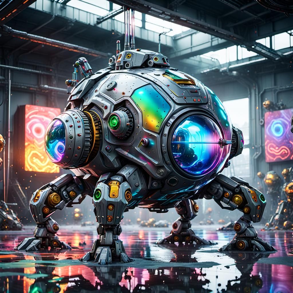 Grey alien, intricate mech details, ground level shot, 8K resolution, Cinema 4D, Behance HD, polished metal, Unreal Engi...