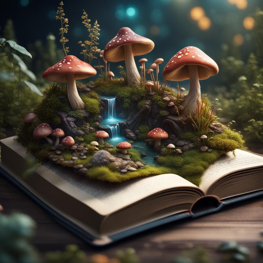 Magical Miniature Garden on Open Book