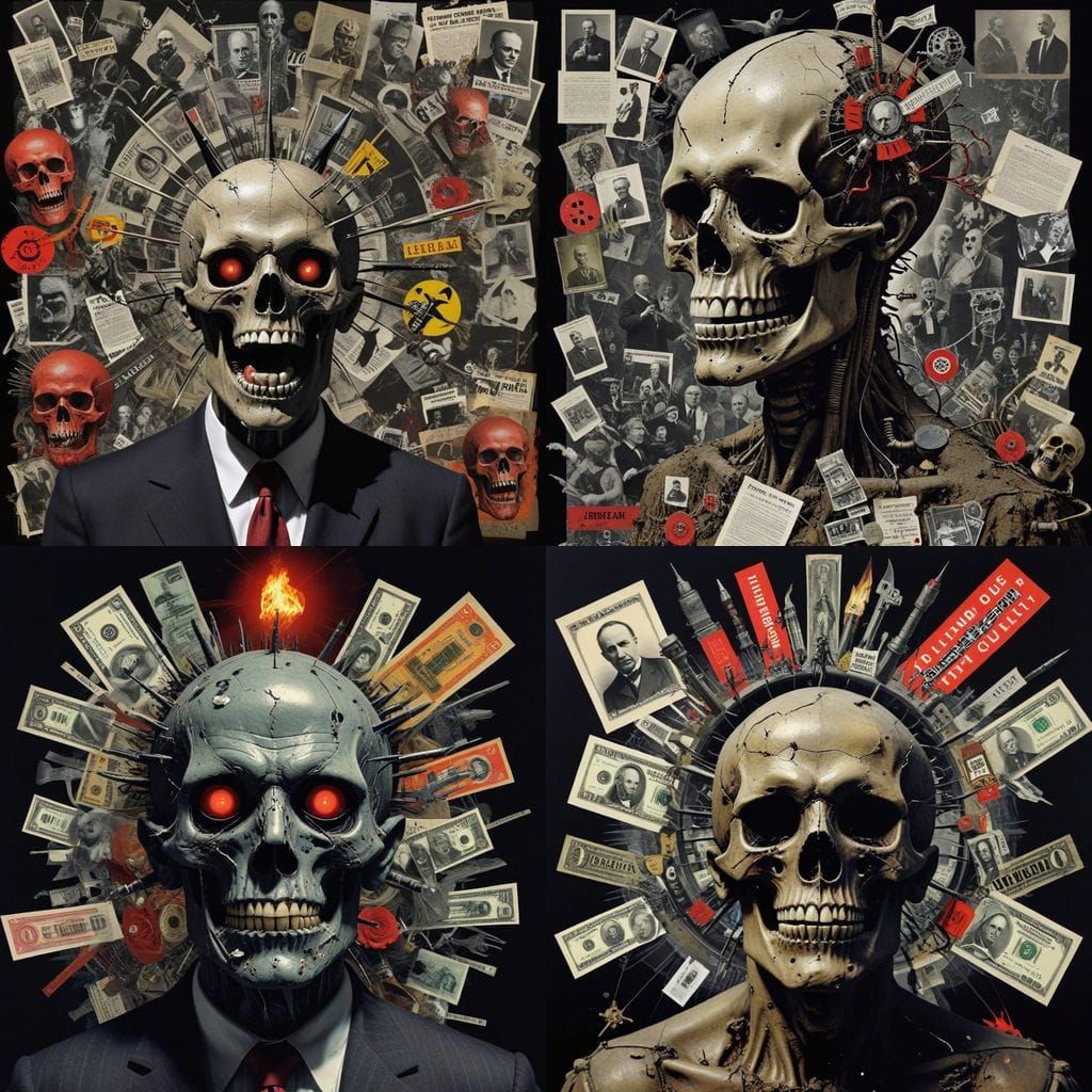 Dark Surrealist Collage: Capitalism as Death Cult