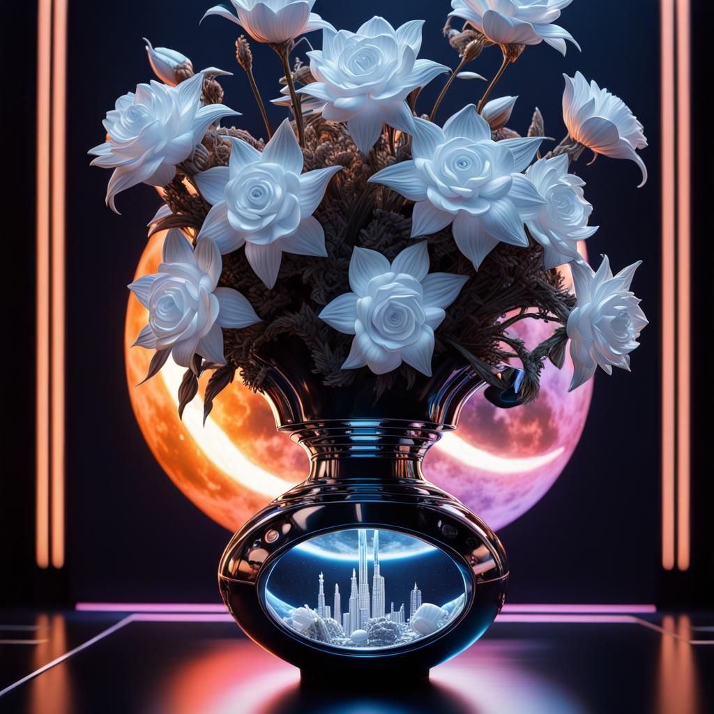 WHITE MOONLIGHT FLOWER VASE