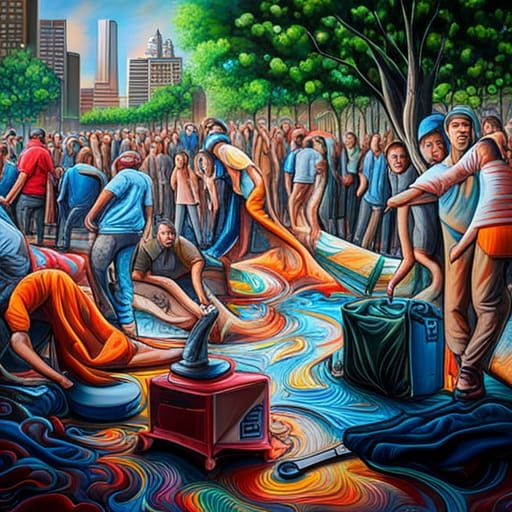 Chaotic Disappearance in Park as Graffiti Art