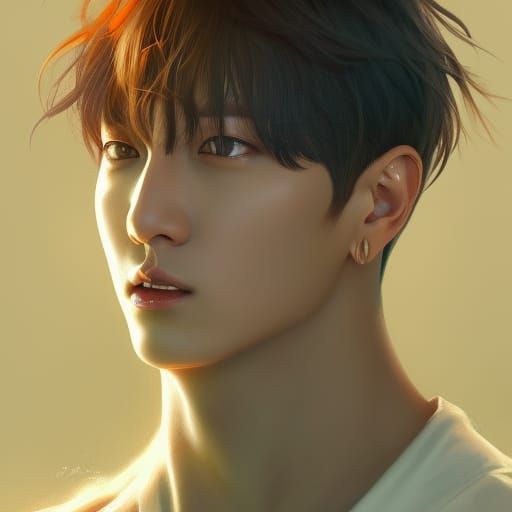 BTS Jungkook Portrait in Hyperdetailed Digital Art Style