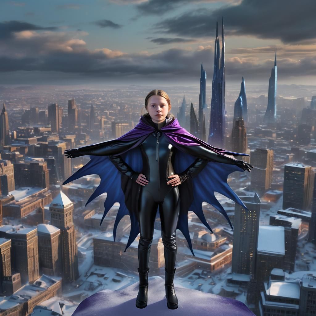 Latex-Clad Figure Overlooks Icy Metropolis