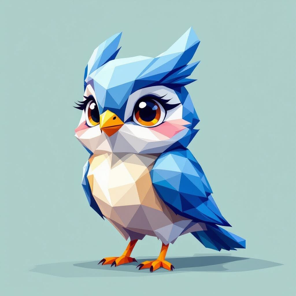 Low Poly Cute Polly Character Illustration