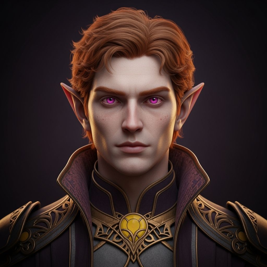 Ginger Elf Portrait in Dark Fantasy Style