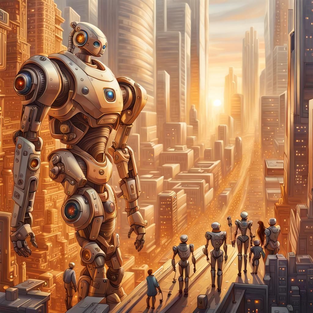 Harmonious Future: Humans and Robots in Wool Tapestry