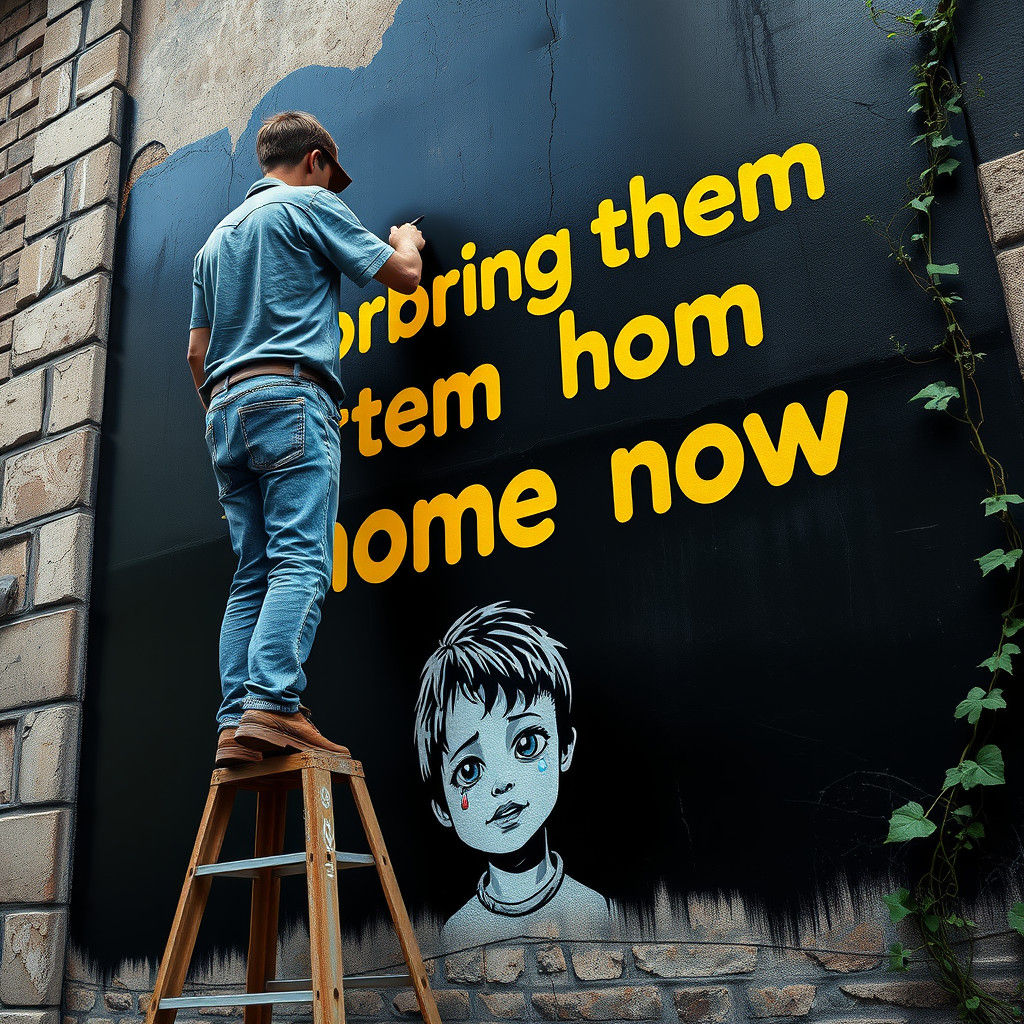 Street Artist Creates Graffiti Mural on Aged Building