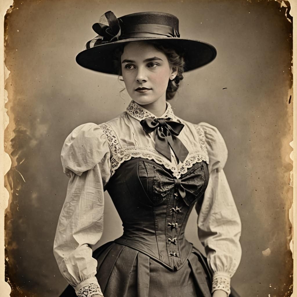 Elegant Woman in Corset and Formal Attire