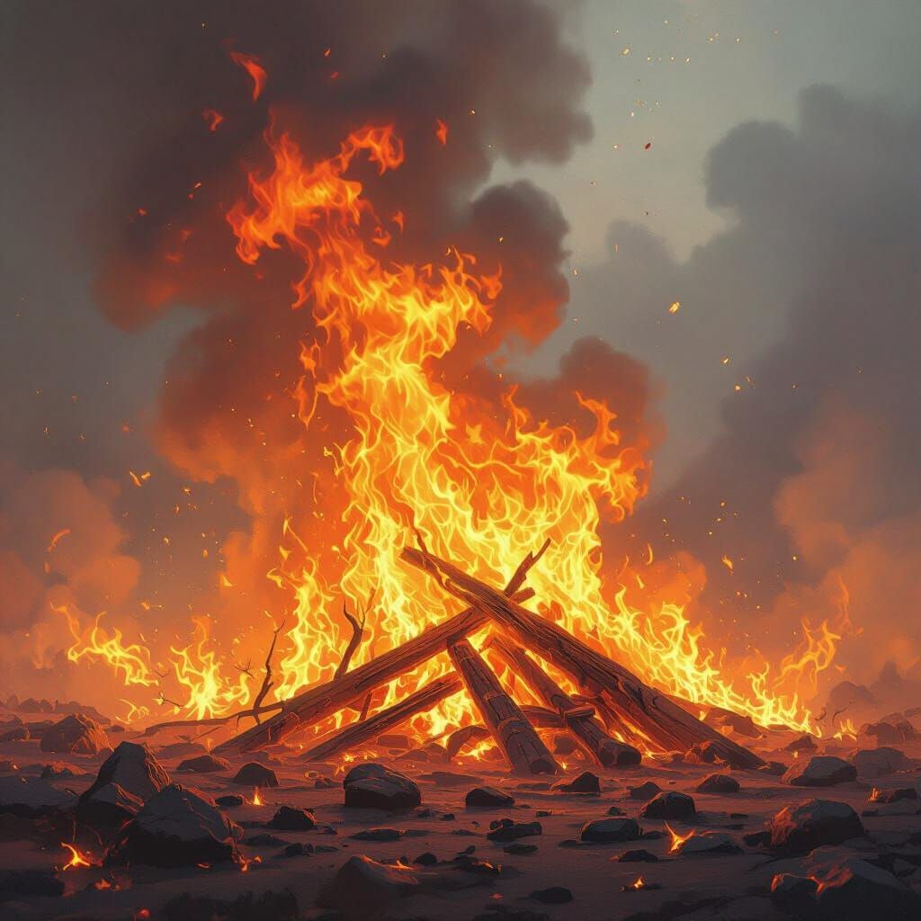 Blazing Inferno with Vibrant Flames and Smoke