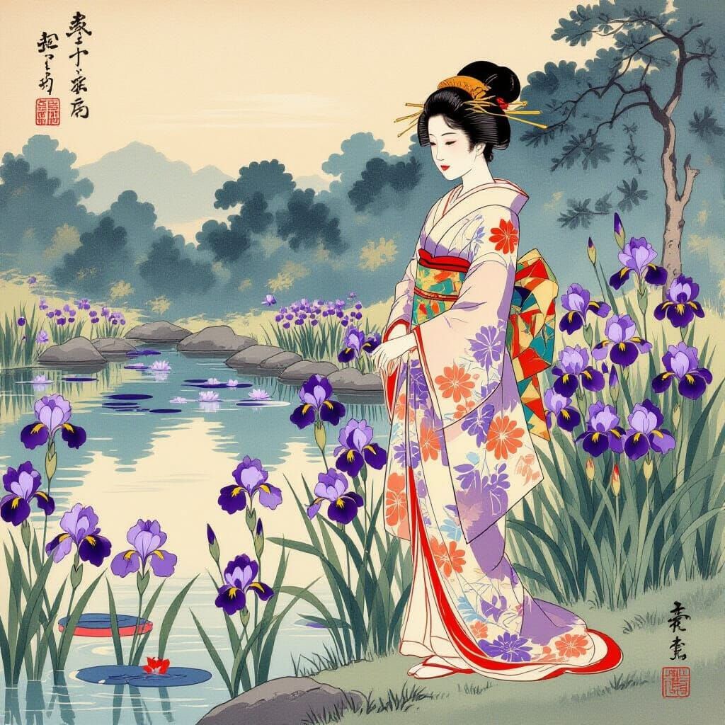 Woman by Iris Pond in Ukiyo-e Style