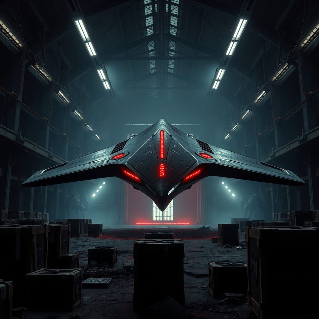 Ancient Sith Starship in Ruined Subterranean Hangar