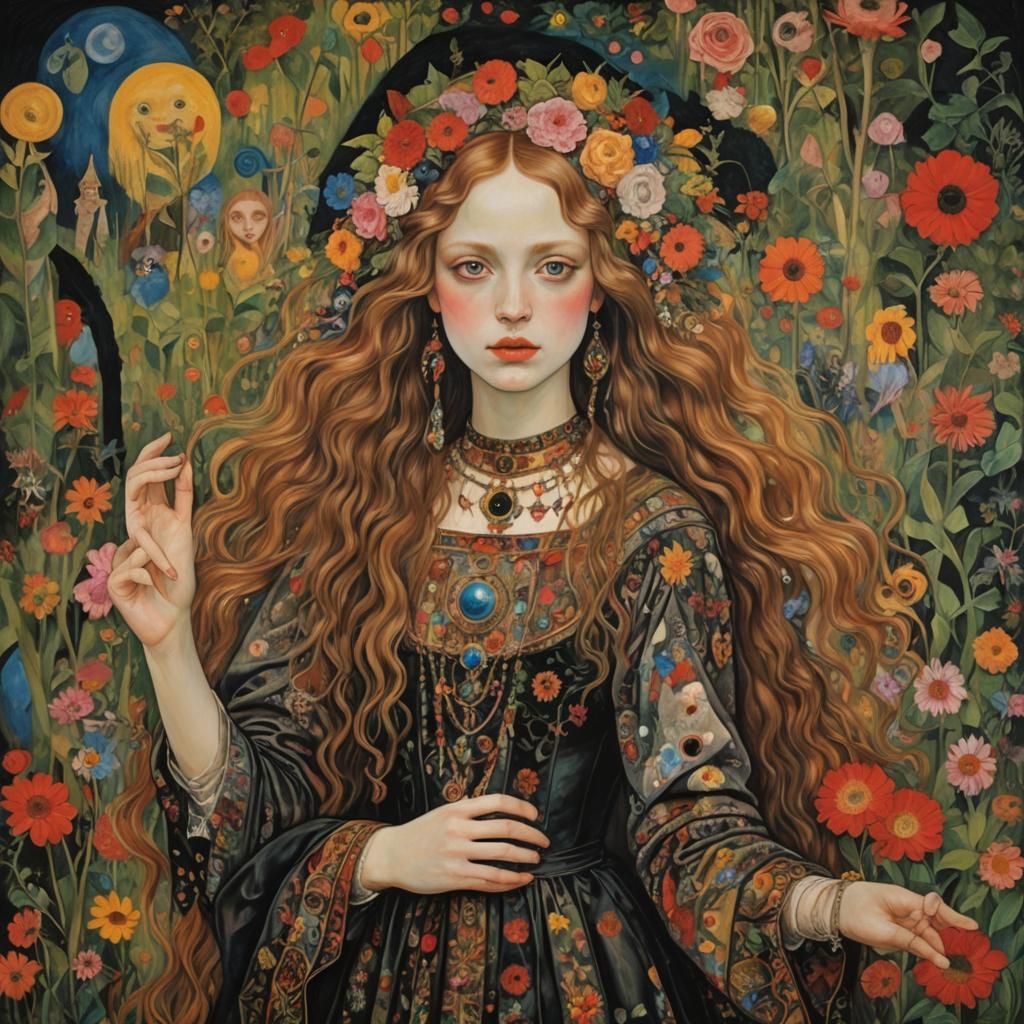 Psychedelic Druidess in Ethereal Goth Bohemian Style