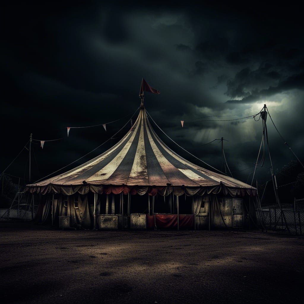 Haunting Abandoned Circus Bigtop at Midnight