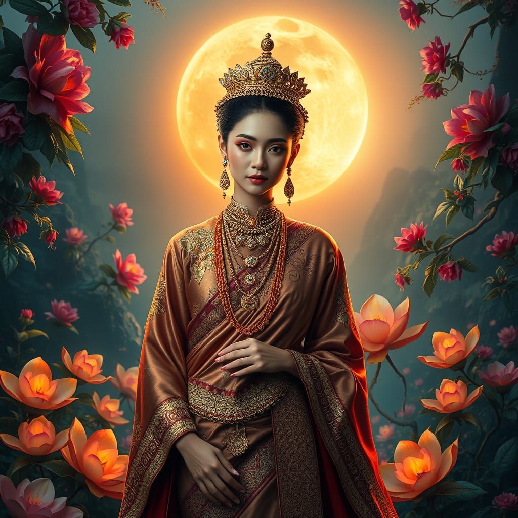 Majestic Thai Goddess in Dreamlike Enchantment