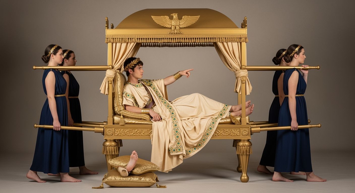 Opulent Roman Emperor on Imperial Sedan Chair