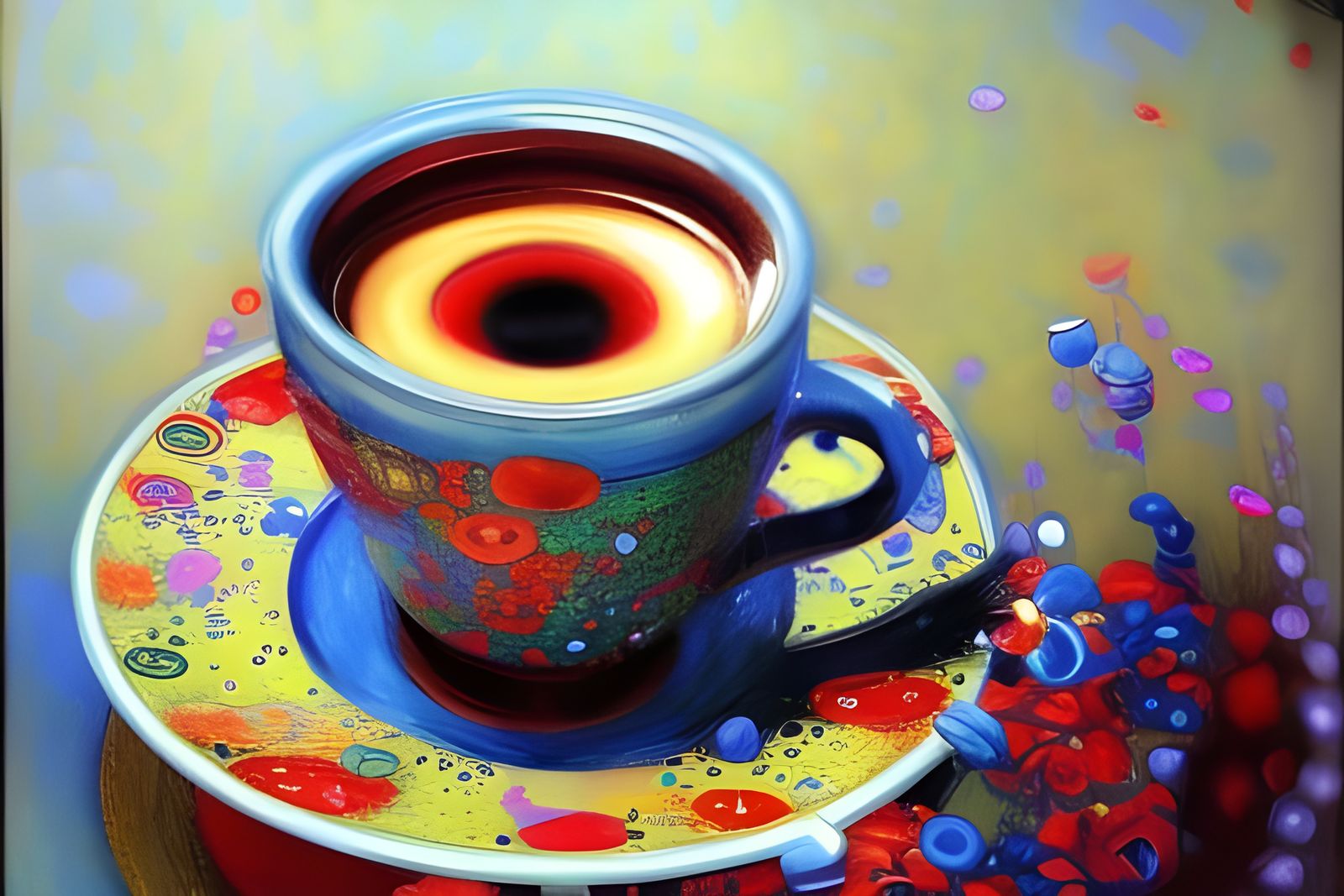 Colorful Paint Swirls in Japanese Art Style