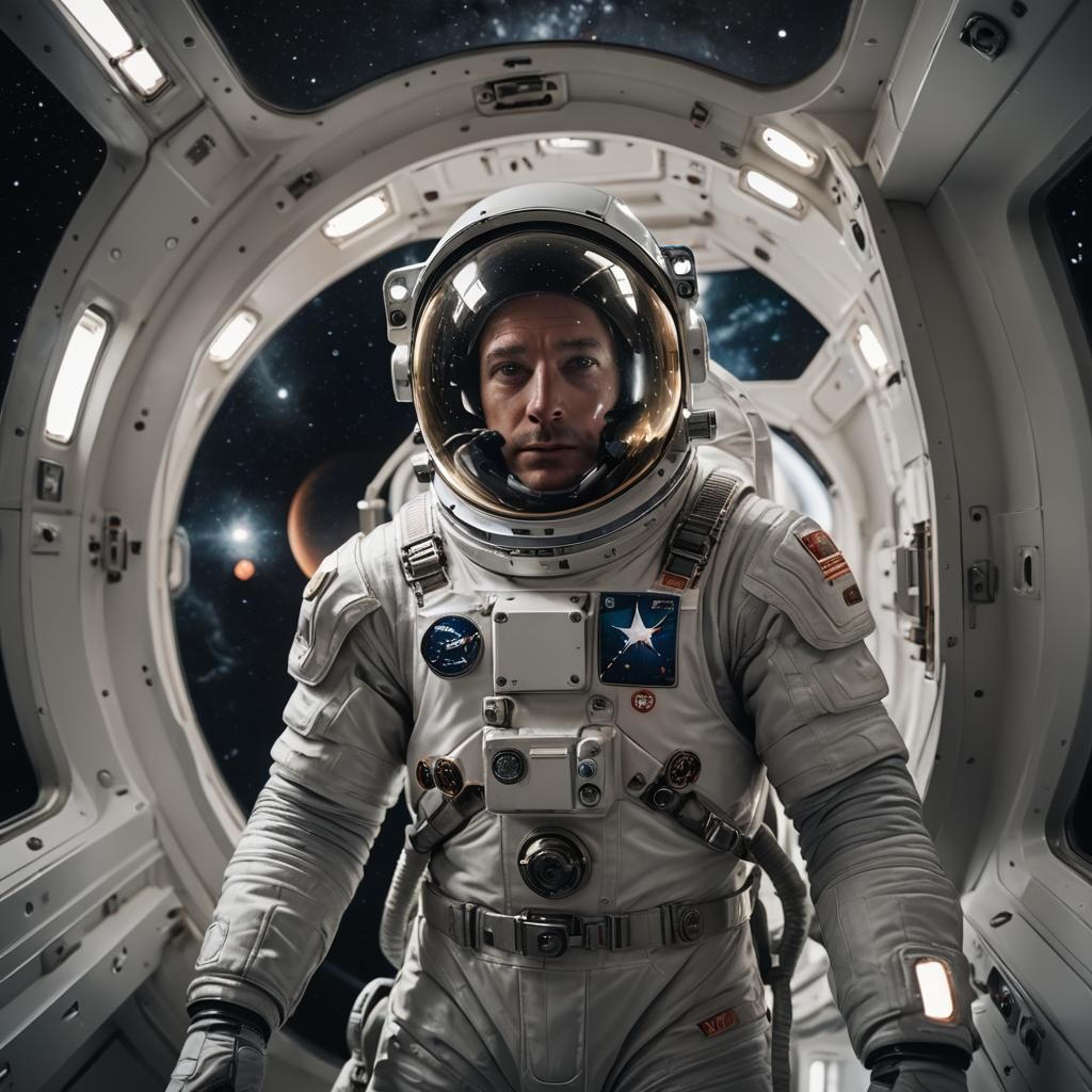 Astronaut Gazes into Cosmic Vastness: A Cinematic Space Scen...