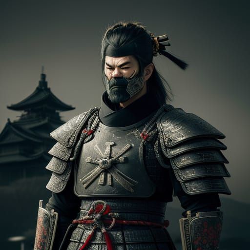 Cyberpunk Samurai in Edo Castle Portrait