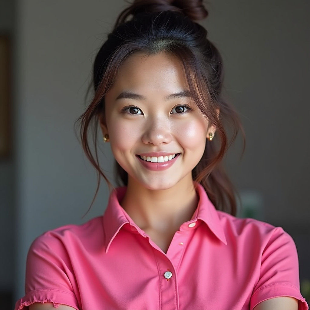Elegant Portrait of Young Woman in Hyper-Realistic Style