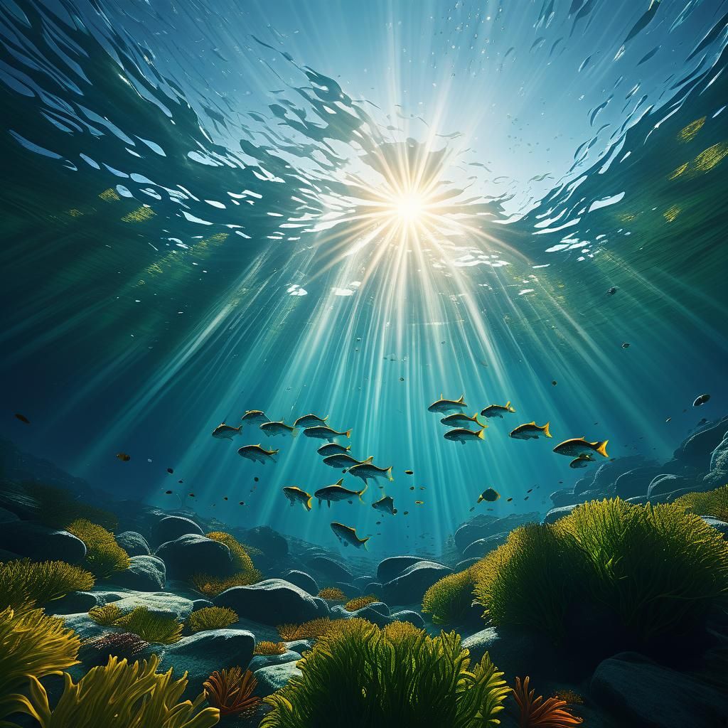 Sunlit Fish Circle Undersea Digital Painting