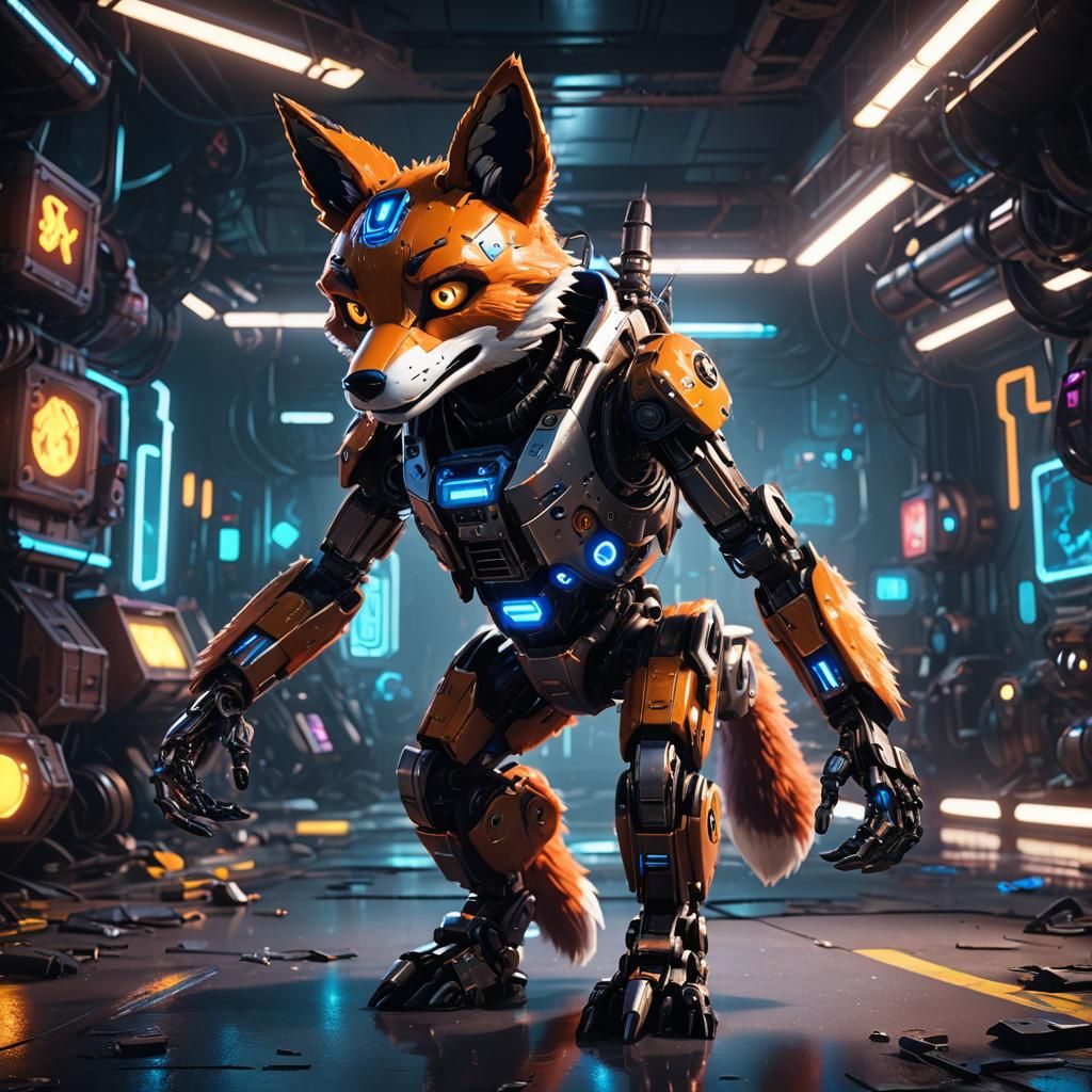 Foxy in Sci-Fi Cyberpunk Scene