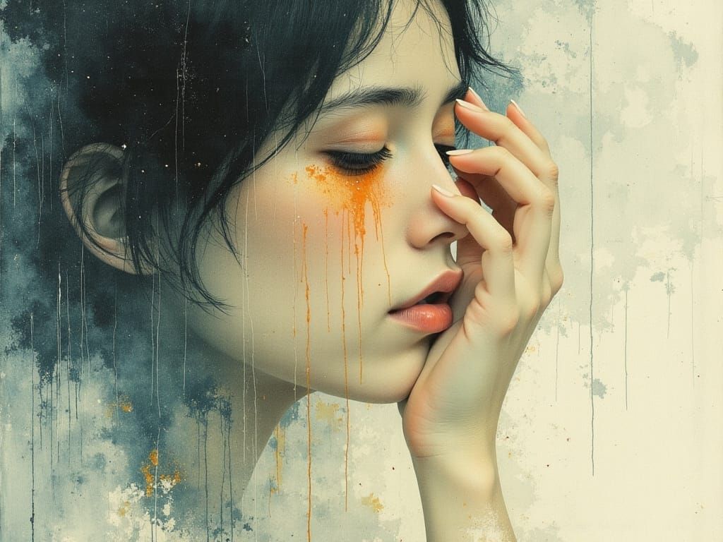 Comforting Hand Wipes Tears in Gentle Rain