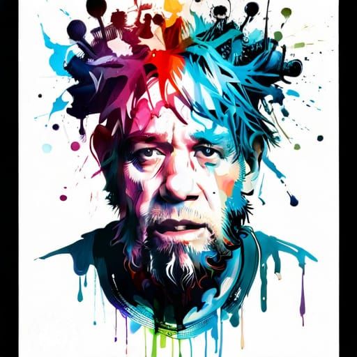 Hyperrealistic Ink Portrait of ALF as Brush Stroke Art