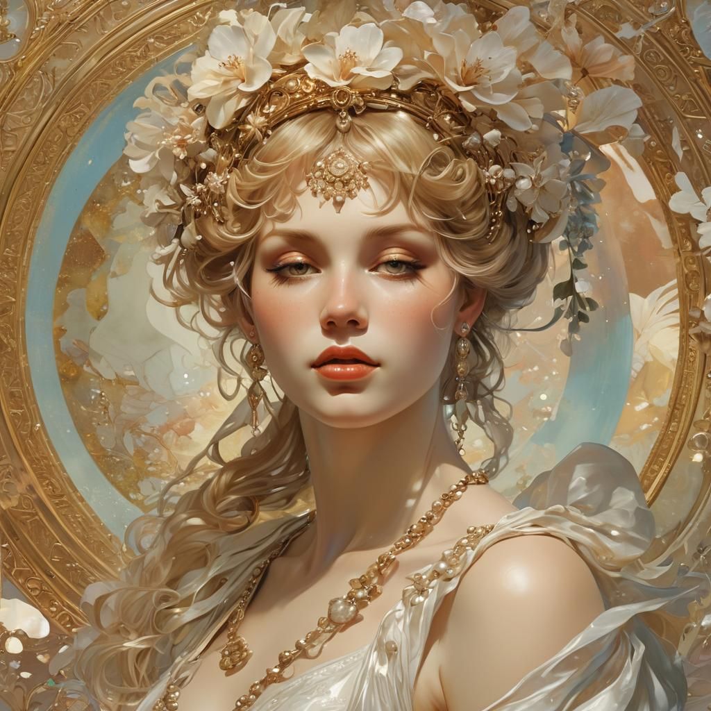 Glamourous Mother of Pearl Design in Triadic Art