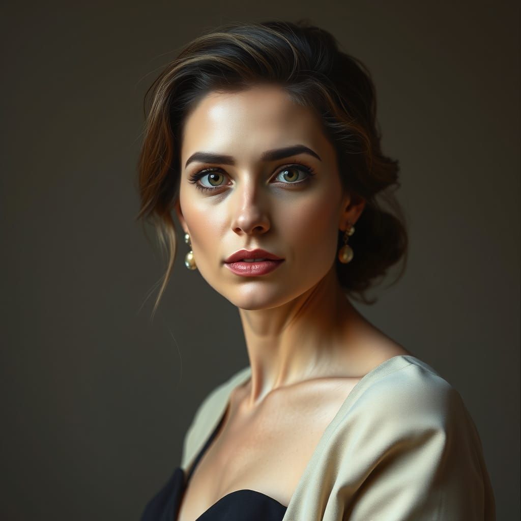 Elegant Woman in Photorealistic Studio Portrait
