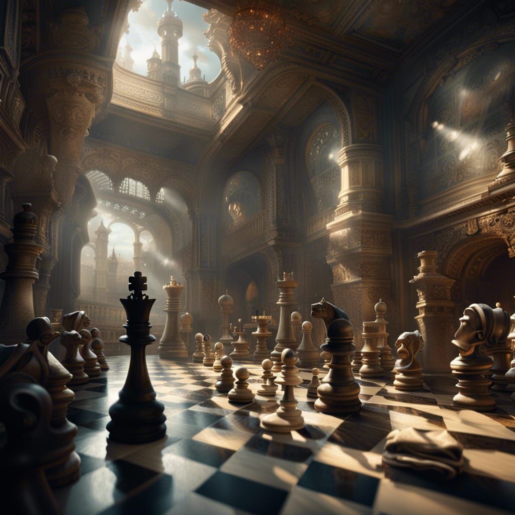 Epic Chess Game: Dramatic Digital Matte Painting